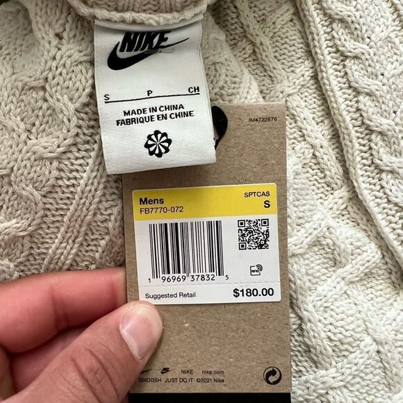 Nike Life Cable Knit Turtleneck Sweater Bone - Picture 5 of 10
